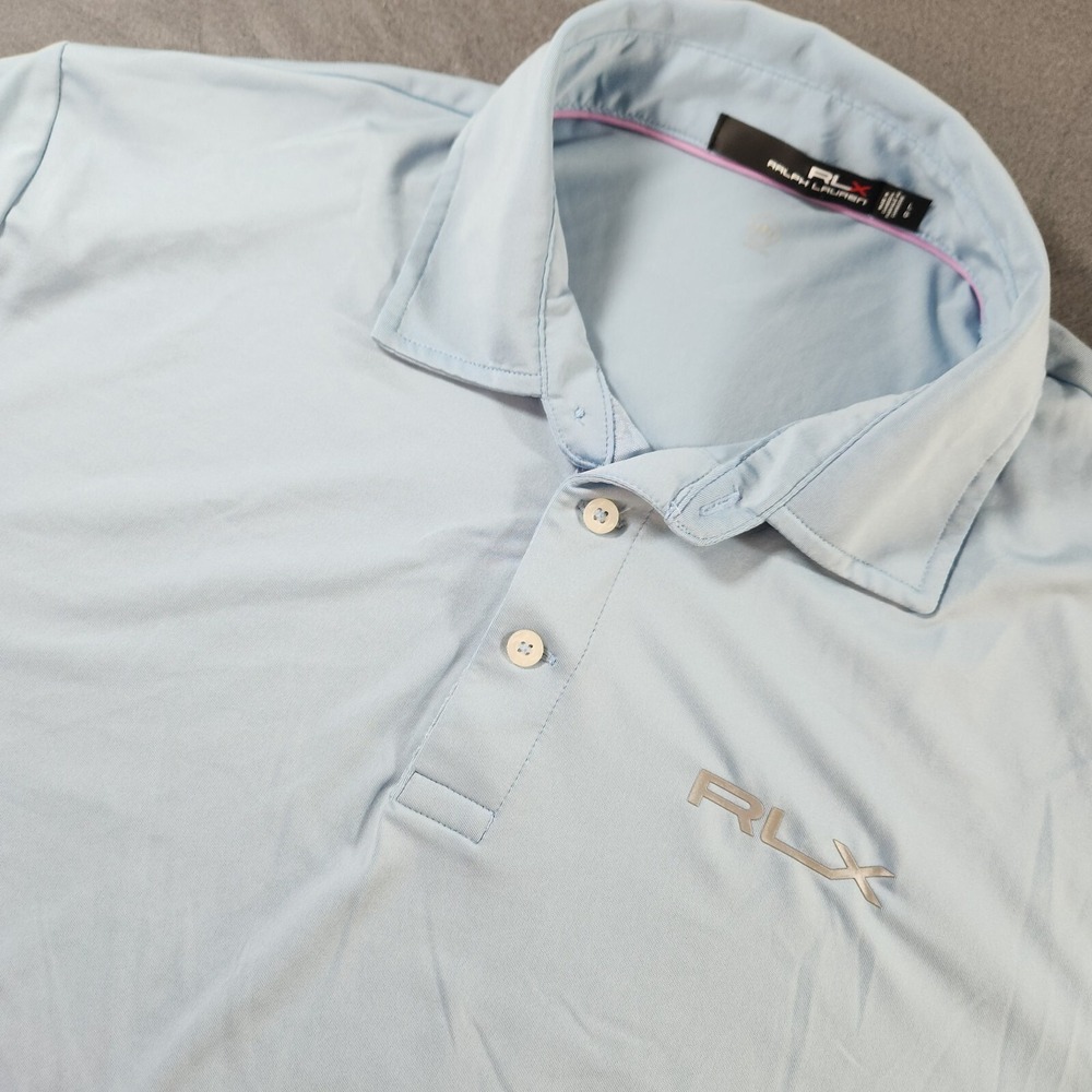Ralph Lauren RLX Mens Light Blue Moisture Wicking Polo Shirt sz L